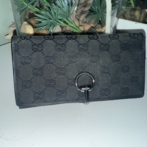 Gucci Black Monogram Wallet with Silver Accent - Picture 1 of 11